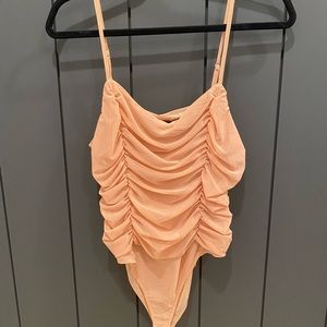 FOREVER 21 nude/tan ruched bodysuit
